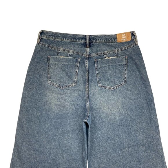 Free People We The Free CRVY Gia Wide Leg Jeans 35 Blue Bell High Rise Bohemian - Picture 8 of 12